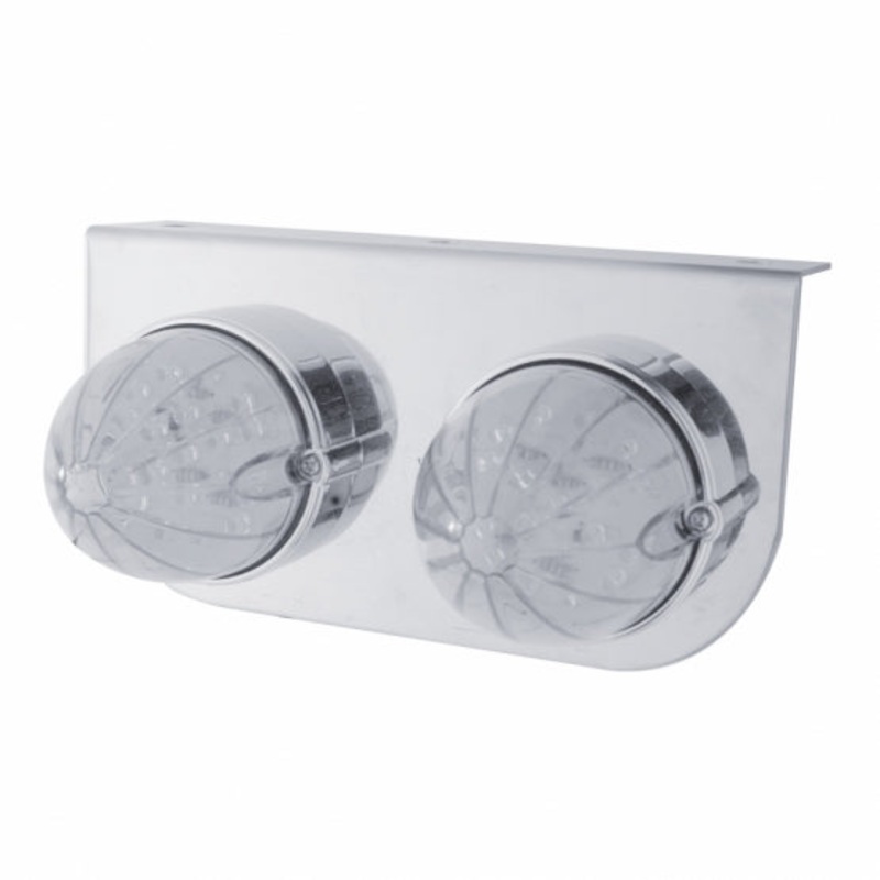 Stainless Light Bracket w/ Two 19 LED Bullet Style Grakon 1000 Lights – Amber LED/Clear Lens