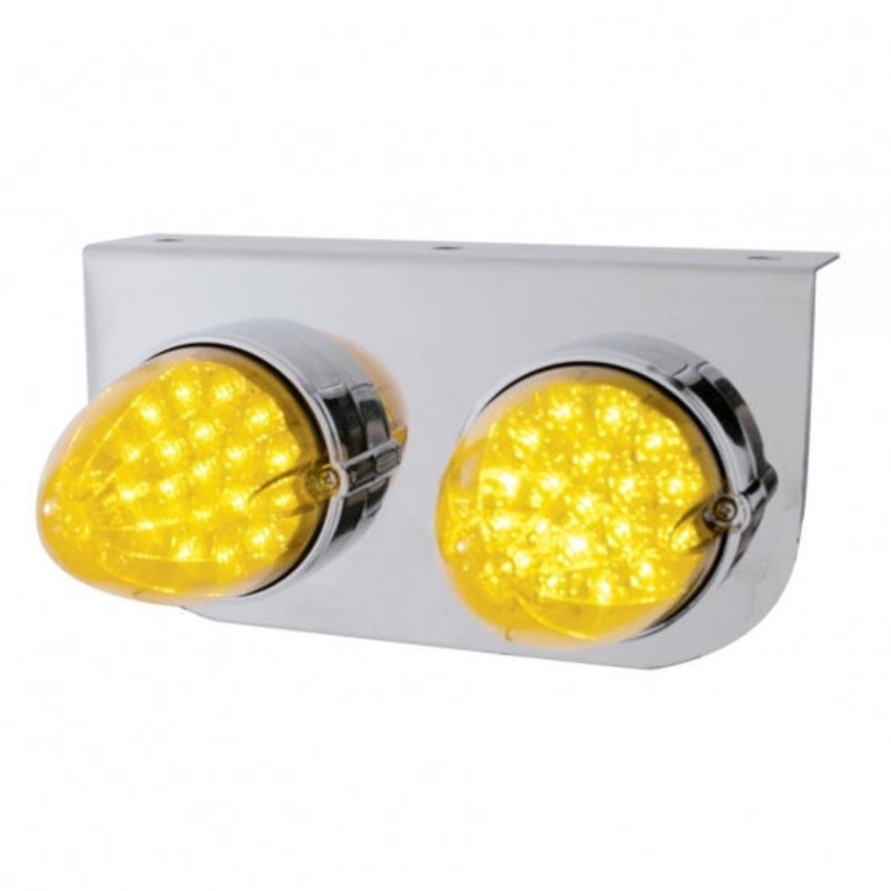 Stainless Light Bracket w/ Two 19 LED Reflector Lights – Amber LED/Amber Lens