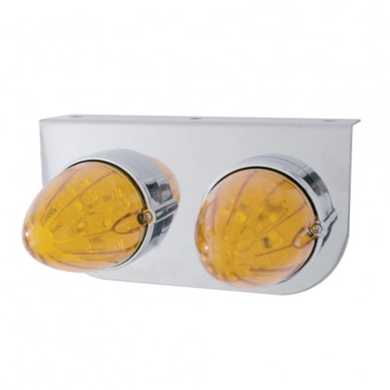 Stainless Light Bracket w/ Two 19 LED Watermelon Lights – Amber LED/Amber Lens