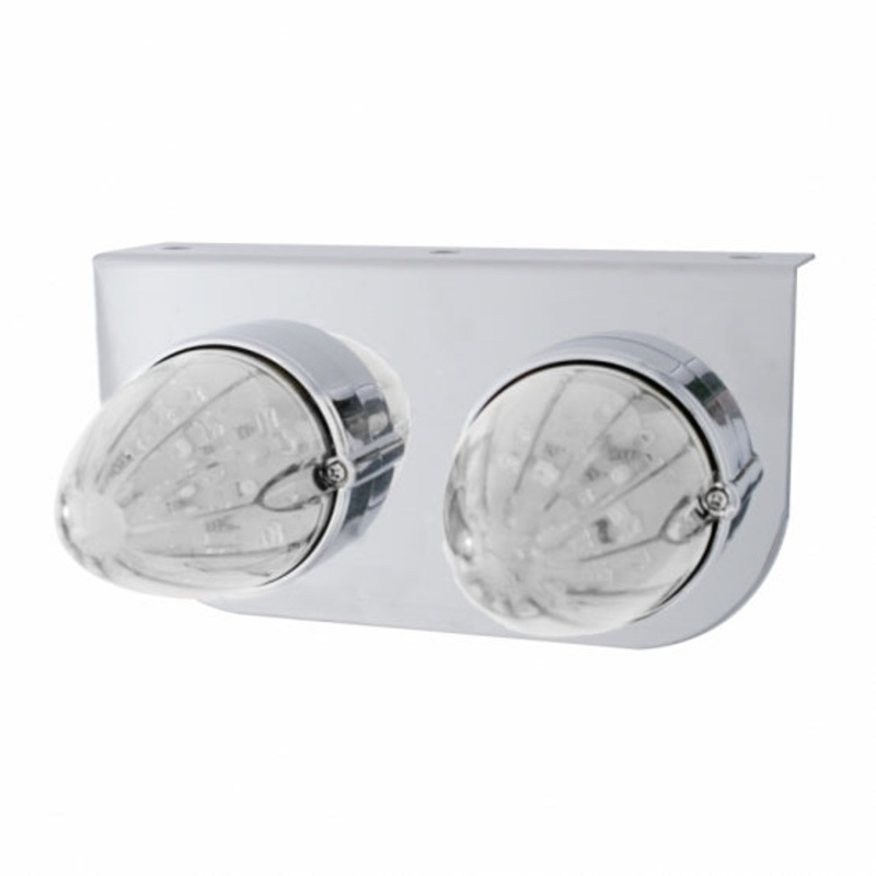 Stainless Light Bracket w/ Two 19 LED Watermelon Lights – Amber LED/Clear Lens