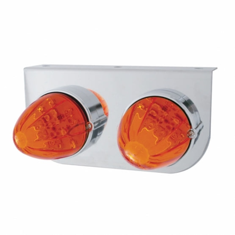 Stainless Light Bracket w/ Two 19 LED Watermelon Lights – Amber LED/Dark Amber Lens