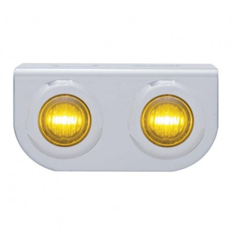 Stainless Light Bracket w/ Two 3 LED Mini Lights – Amber LED/Amber Lens