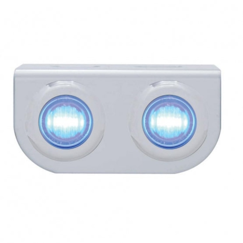 Stainless Light Bracket w/ Two 3 LED Mini Lights – Blue LED/Clear Lens