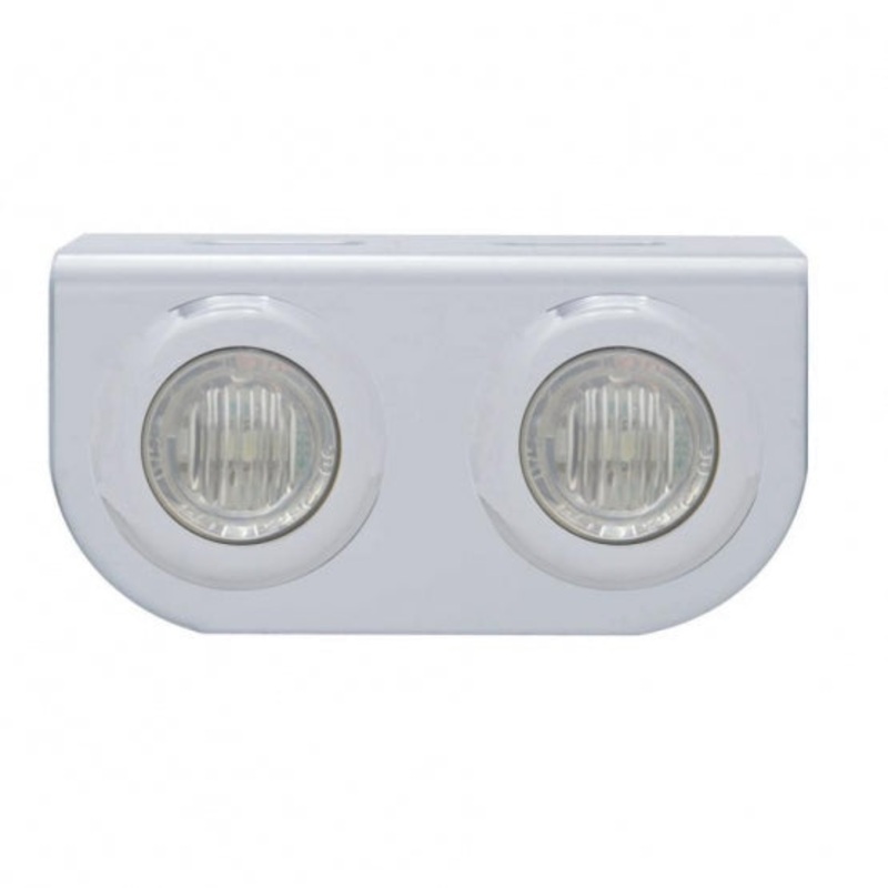 Stainless Light Bracket w/ Two 3 LED Mini Lights – Red LED/Clear Lens