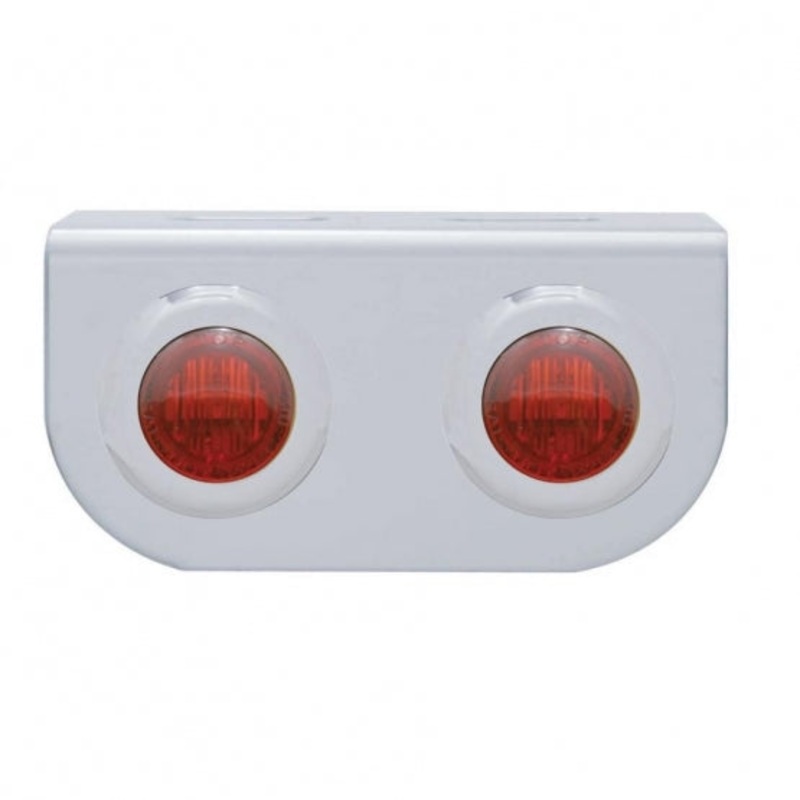Stainless Light Bracket w/ Two 3 LED Mini Lights – Red LED/Red Lens