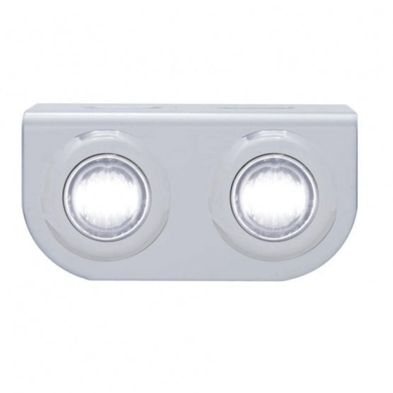 Stainless Light Bracket w/ Two 3 LED Mini Lights – White LED/Clear Lens