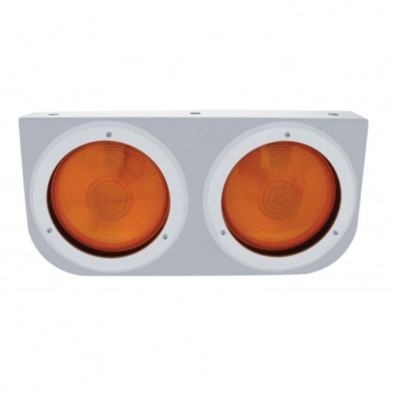Stainless Light Bracket w/ Two 4 Lights & Bezels – Amber Lens