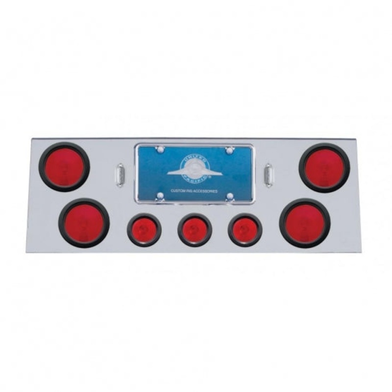 Stainless Rear Center Panel w/ Four 4 Lights & Three 2 1/2 Flat Lights & Grommets