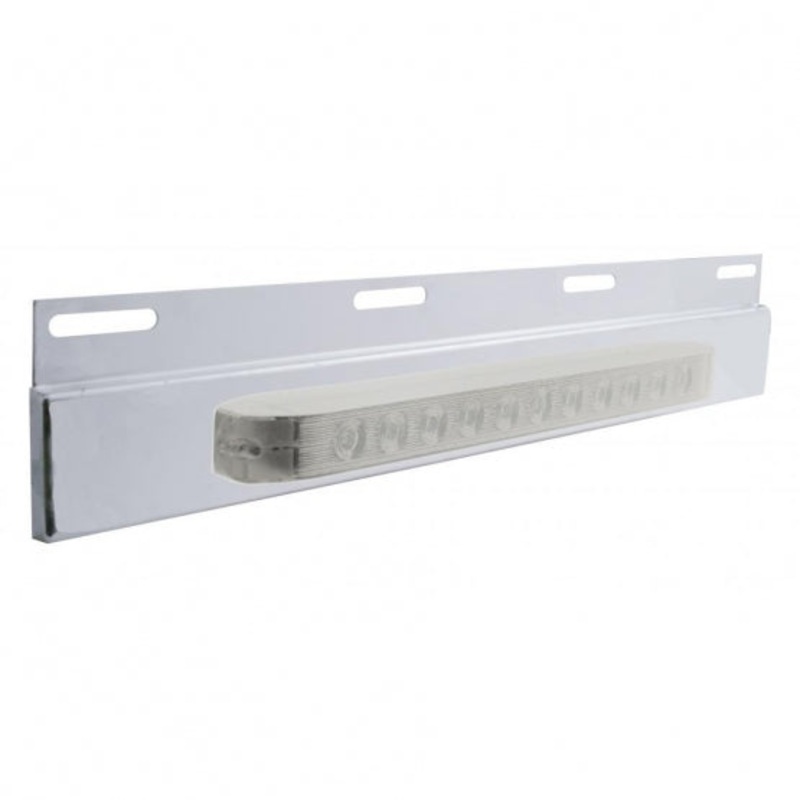 Stainless Top Mud Flap Plate w/ 11 LED 17 Light Bar – Amber LED/Clear Lens