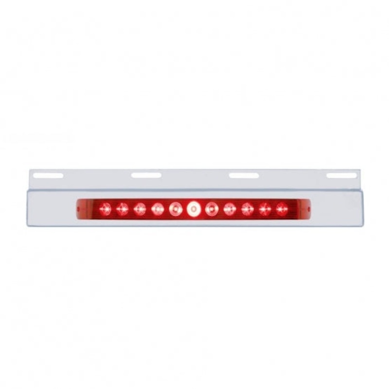 Stainless Top Mud Flap Plate w/ 11 LED 17 Light Bar – Red LED/Red Lens
