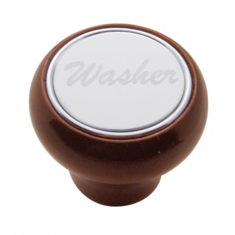 Washer Wood Deluxe Dash Knob – Stainless Plaque