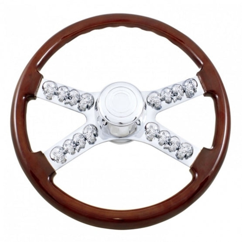 18 Skull Steering Wheel w/ Hub For 1998 – 2005 Peterbilt, 2001 – 2002 Kenworth