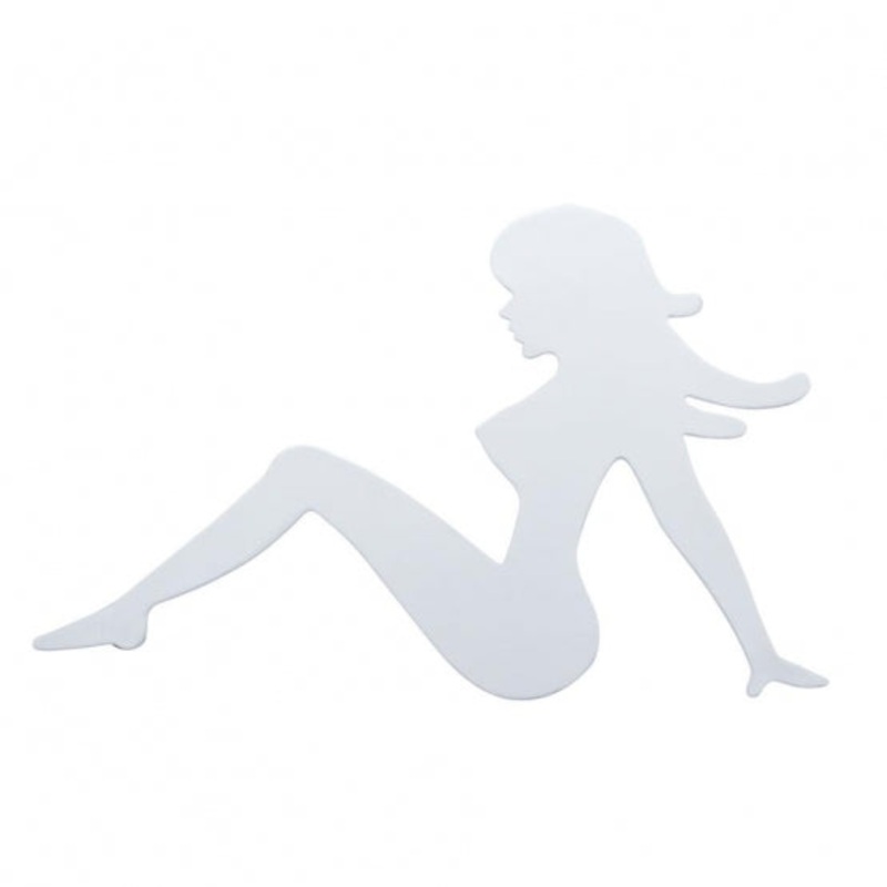 6 1/2 x 9 Chrome Sitting Lady Cutout – Facing Left