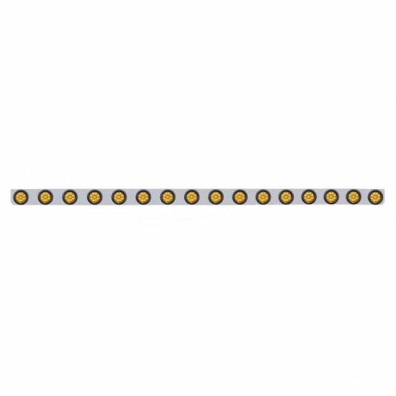 79 1/2 Stainless Bumper Light Bracket w/ Sixteen 9 LED 2 Light & Grommets – Amber LED/Amber Lens