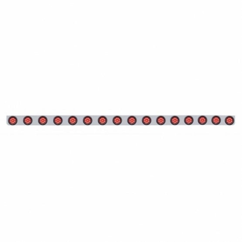 79 1/2 Stainless Bumper Light Bracket w/ Sixteen 9 LED 2 Light & Grommets – Red LED/Red Lens
