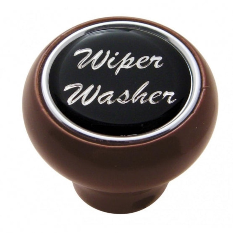 Wiper/Washer Wood Deluxe Dash Knob – Black Glossy Sticker