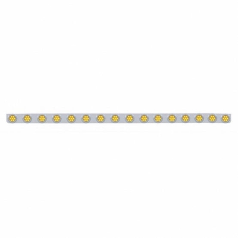 79-1/2 SS Bumper Light Bracket w/16X 7 LED 2 Reflector Lights & Bezels -Amber LED & Lens