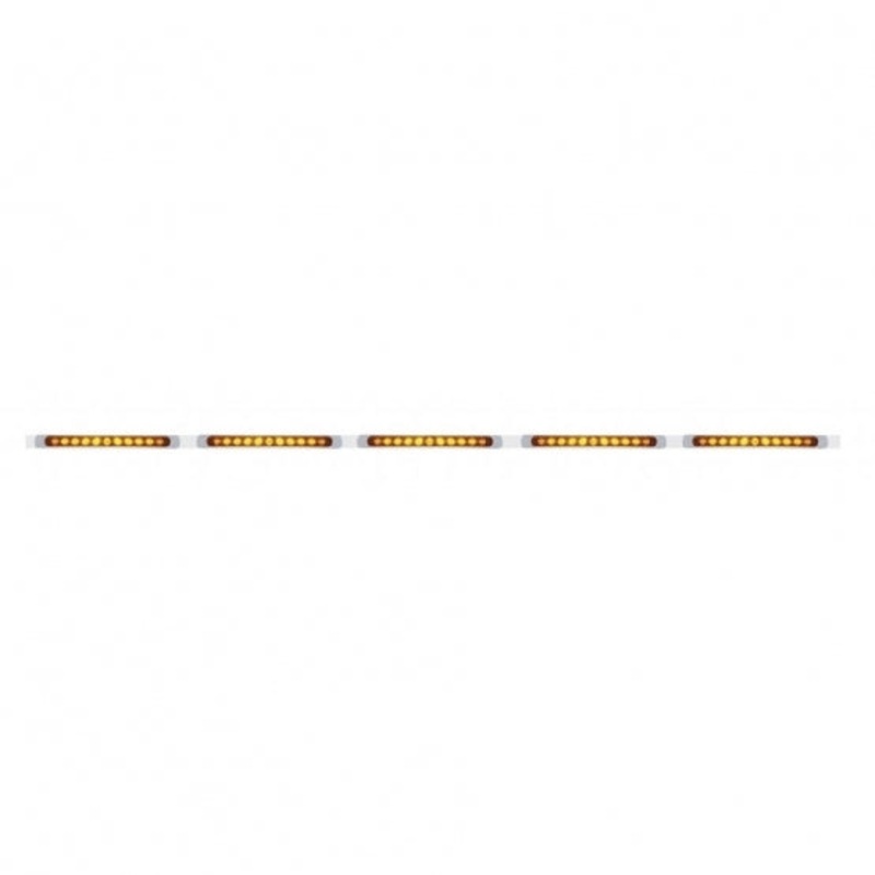 94 Stainless Light Bracket w/ Five 11 LED 17 Light Bars & Bezels – Amber LED/Amber Lens