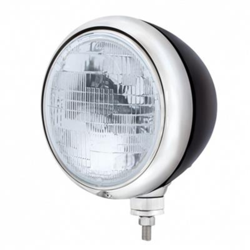 Black Guide 682-C Style Headlight With 6014 Type Sealed Beam Bulb