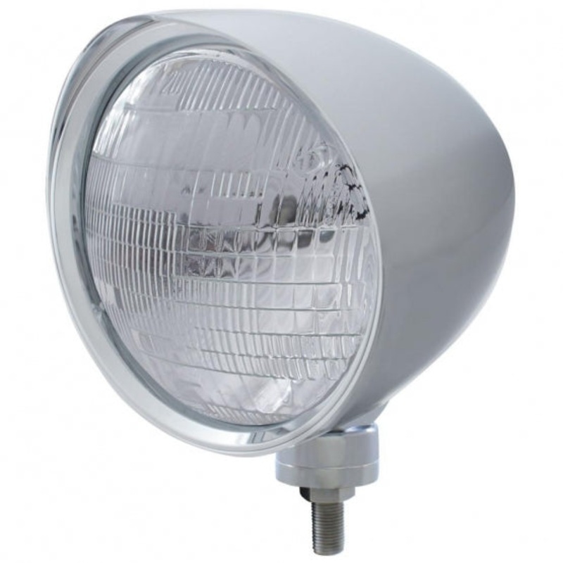 Chrome Chopper Headlight w/ Smooth Visor 6014 Bulb