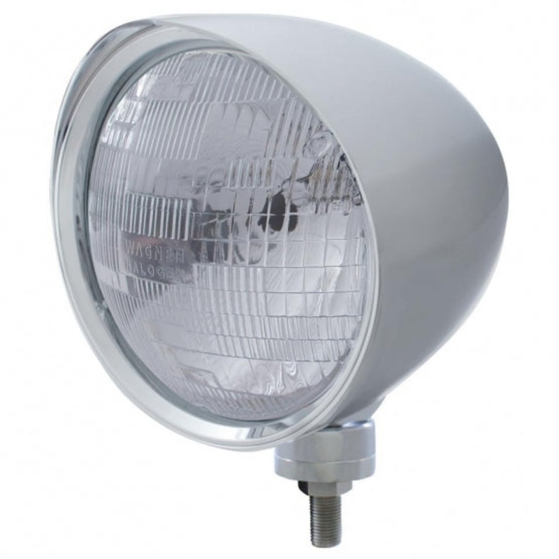 Chrome Chopper Headlight w/ Smooth Visor H6024 Bulb