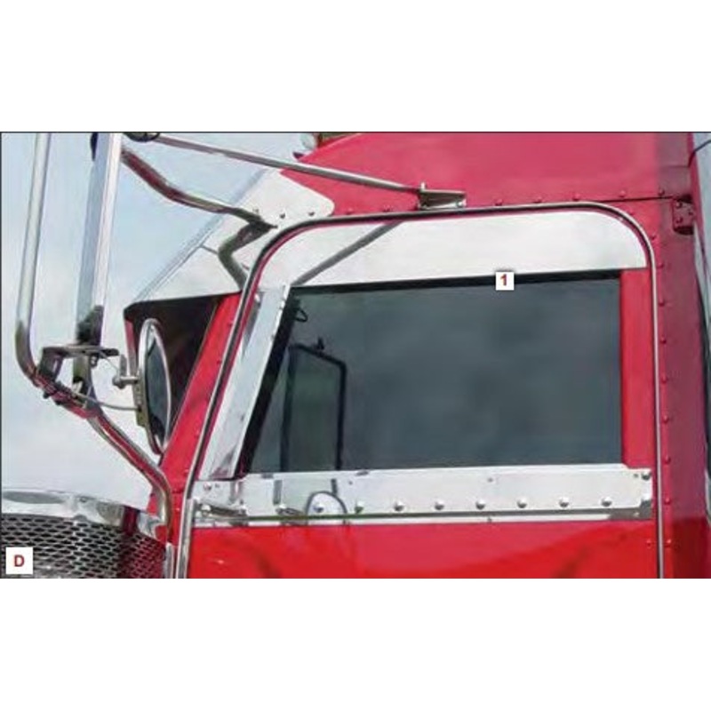 Peterbilt Top Of Door Trim 5 (Chop Look), 2005+ Polished Finish