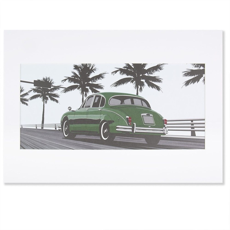 Jaguar Heritage Art Print – Grey & White (A3)