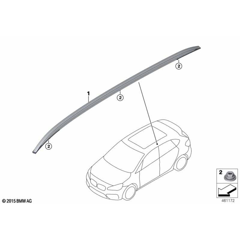 BMW 2 Series Left Roof Rails – Black