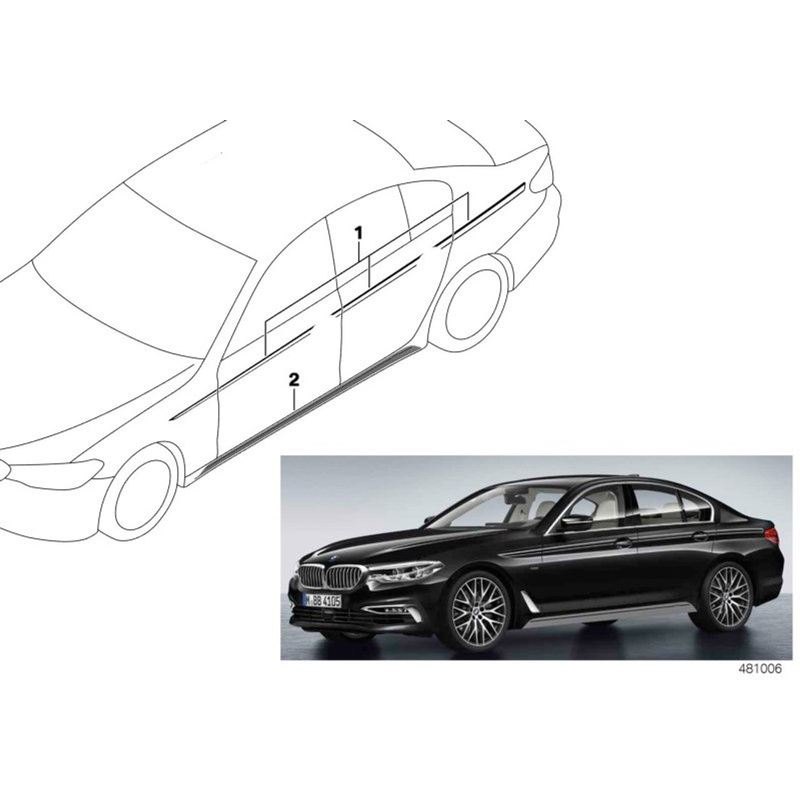 BMW 5 Series Side Decal Decorative Foil With Accent Line Left / Right