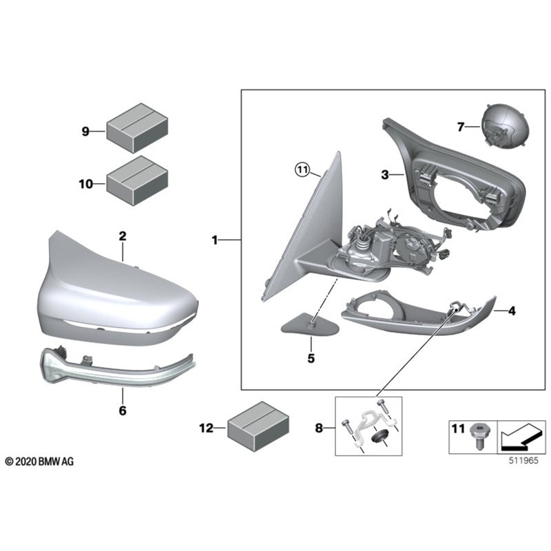 BMW Left Passenger Side NS Lower Wing Mirror Housing Section
