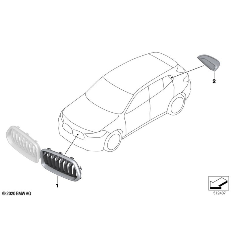 BMW X2 Front Right Driver Side OS Offside Grille Replacement