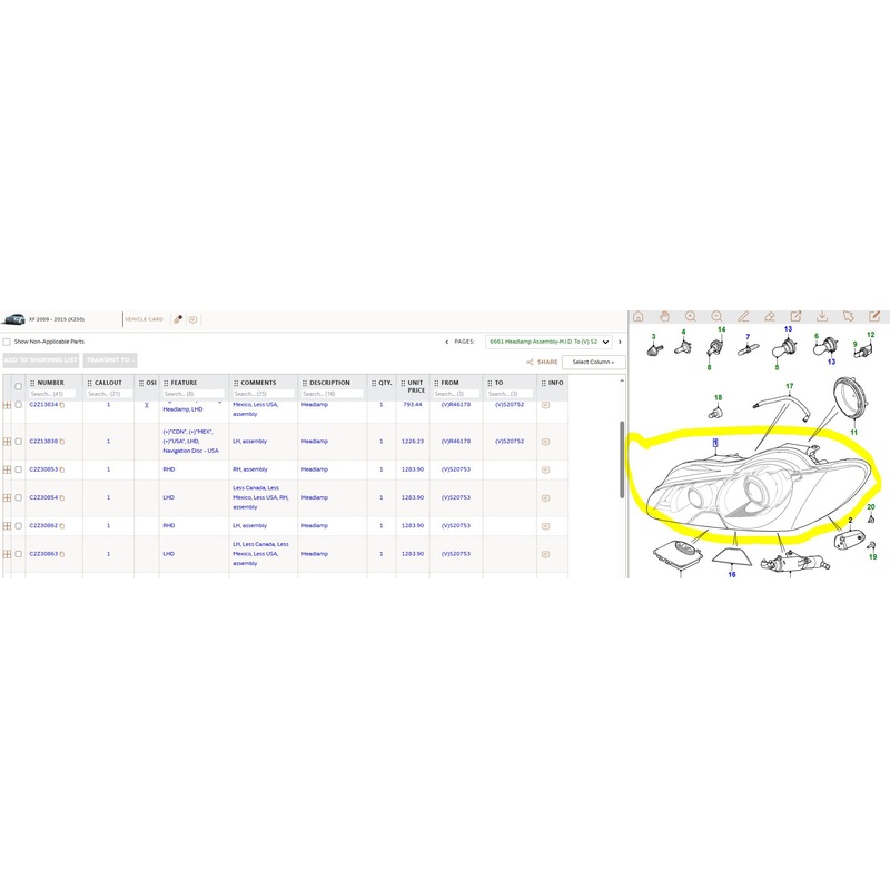 Jaguar XF 2009-2015 RHD Genuine Headlamp for the LH side – cars with HID