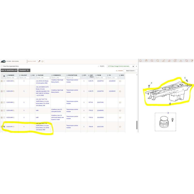 Jaguar XF Gear Selector Module – CERTAIN VARIANTS ONLY SEE DESC FOR DETAIL