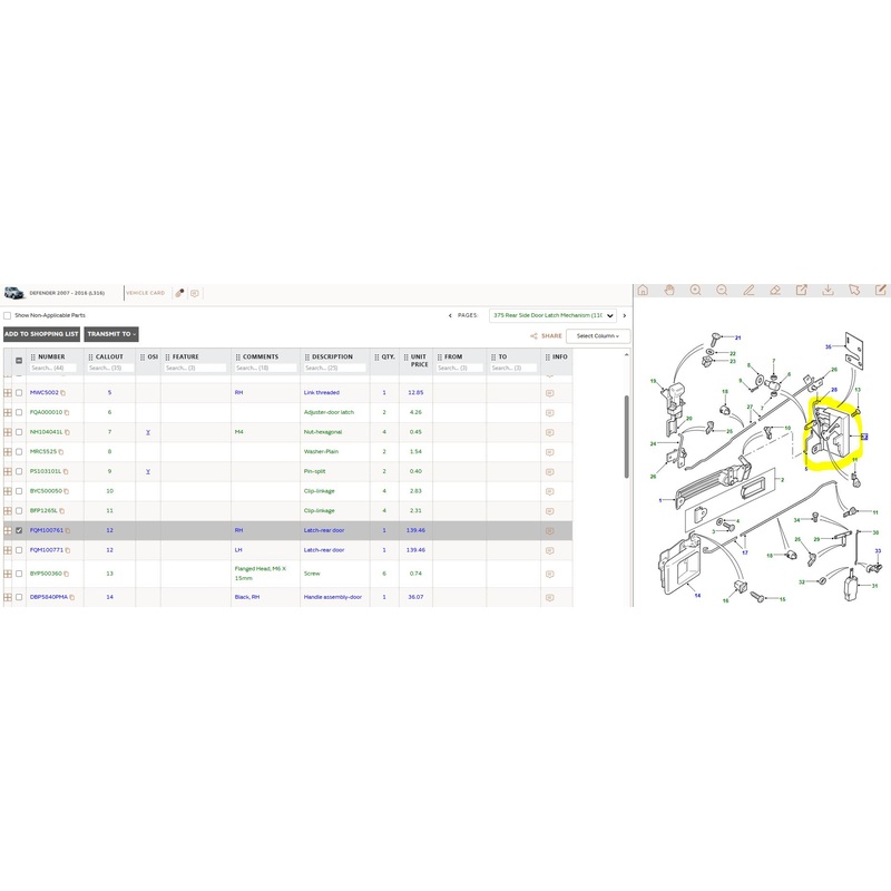 Land Rover Defender 2007-2016 Genuine Door Latch for the RH side Rear Side door