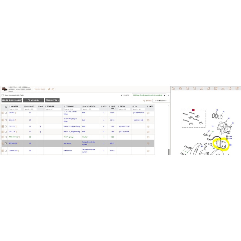 Land Rover Discovery 1 – Rear Brake Pads Genuine -Type without wear sensor