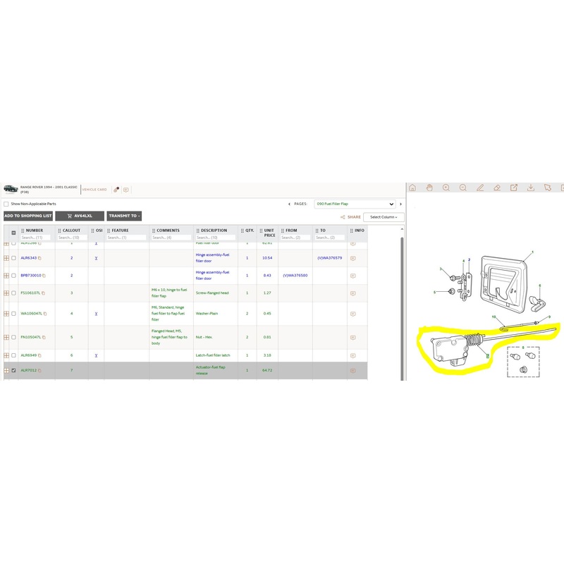 RANGE ROVER 1994 – 2001 CLASSIC (P38)Actuator-fuel flap release