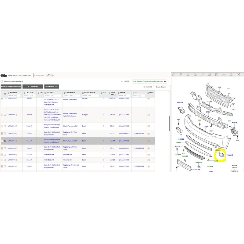 Range Rover 2010-2012 – LH Bezel for fog lamp in front bumper