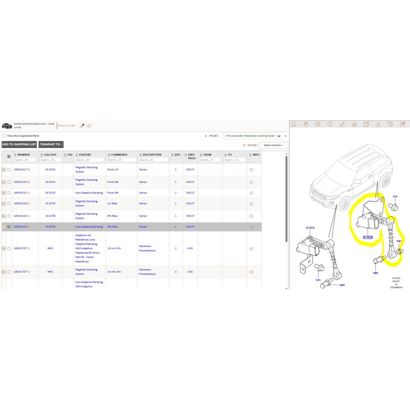 Range Rover Evoque Automatic Headlamp Levelling Sensor RH Rear