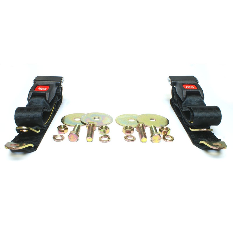 Black Seat Belts – 2 Point Non-Retractable Rear – FJ40, BJ 1972-1984