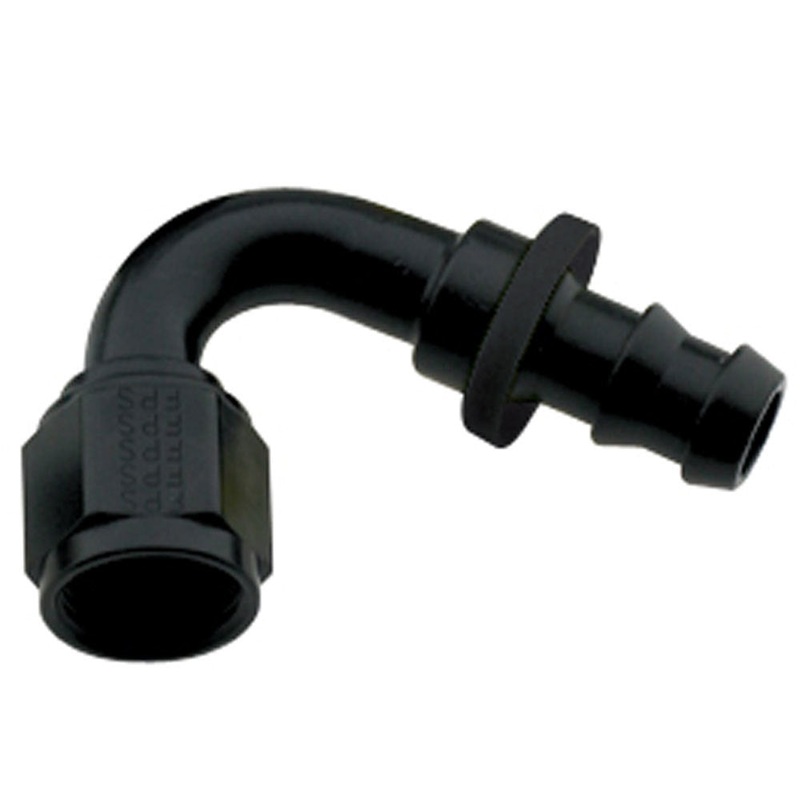 Fragola Hose Fitting #16 120-Degree Push Lock Black 212016-BL