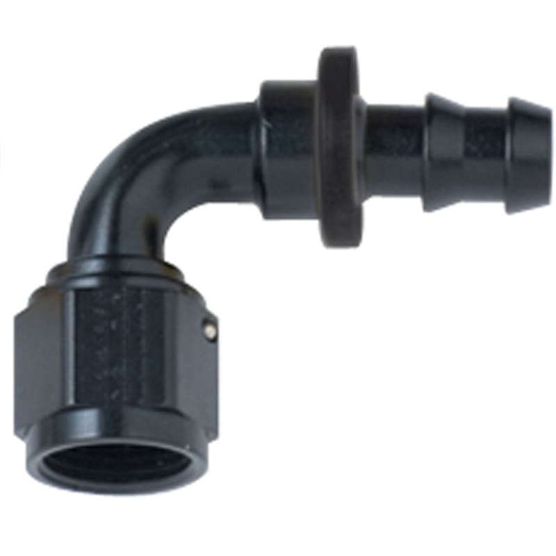 Fragola Hose Fitting #16 90-Degree Push Lock Black 209016-BL