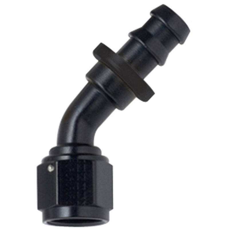 Fragola Hose Fitting #6 45-Degree Push Lock Black 204506-BL