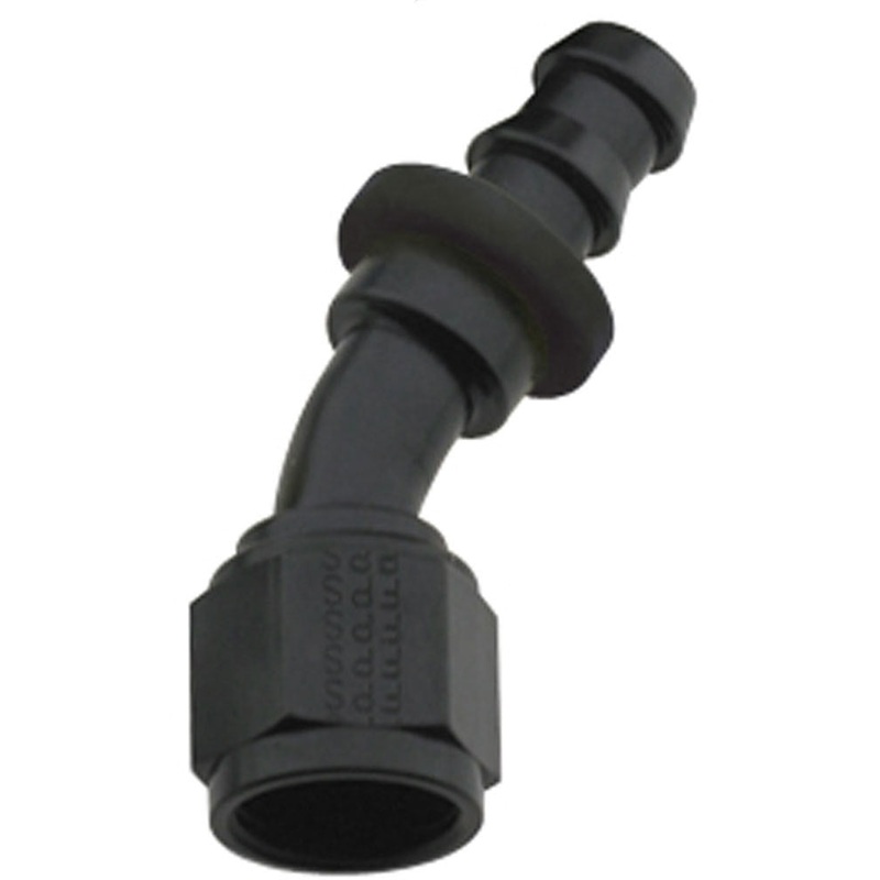 Fragola Hose Fitting #8 30-Degree Push Lock Black 203008-BL