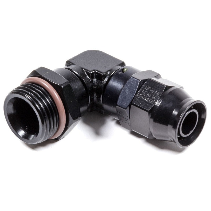 Fragola Hose Fitting #10 90-Degree to #12 ORB PTFE Black 689711-BL