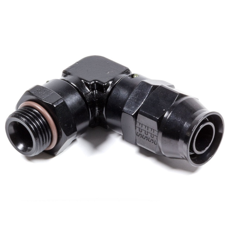 Fragola Hose Fitting #10 90-Degree to #8 ORB PTFE Black 689709-BL