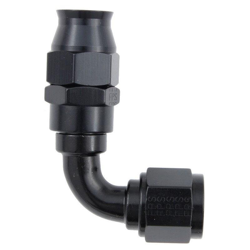 Fragola Hose Fitting #6 90-Degree PTFE Black 689006-BL