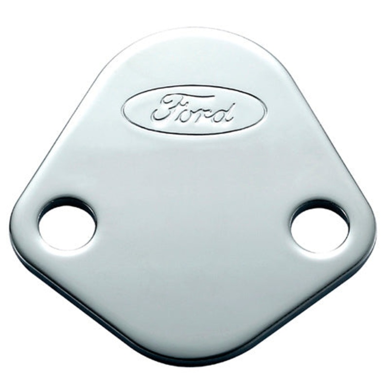 Ford Performance Fuel Pump Block-Off Plate Chrome w/Ford Logo