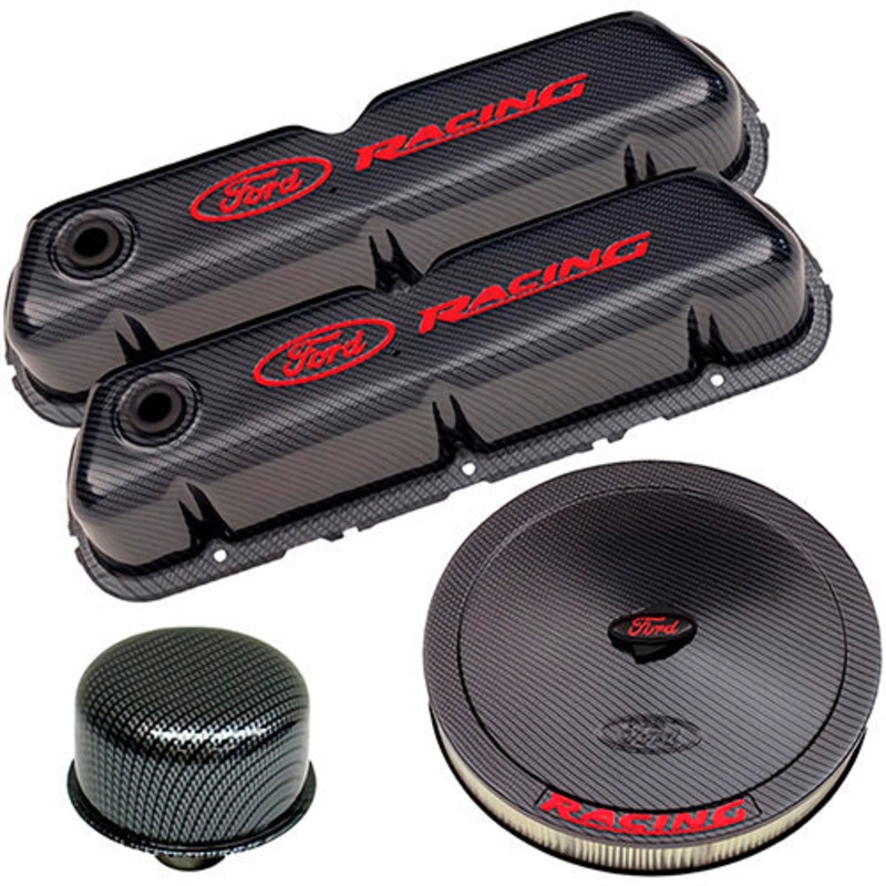 Ford Performance Engine Dress up Kit Carbon Fiber Look w/Ford Racing Logo