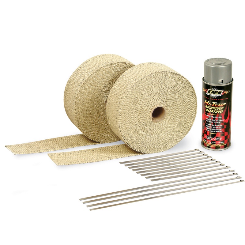 Design Engineering Exhaust Wrap Kit Tan w/Aluminum Silicone Coat