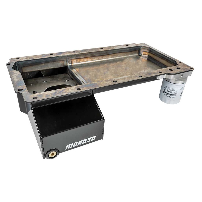 Moroso LS Front Sump Steel Oil Pan w/Oil Filter Adapter